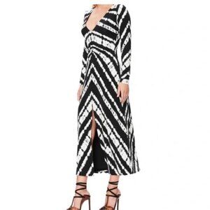 AFRM Black and White Tie-Dye Ruched Front Maxi Dress *NWT